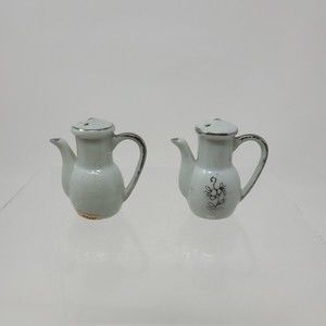 Vintage MCM Mini Salt & Pepper Teapots Pitchers Hand Painted Floral Japan EUC